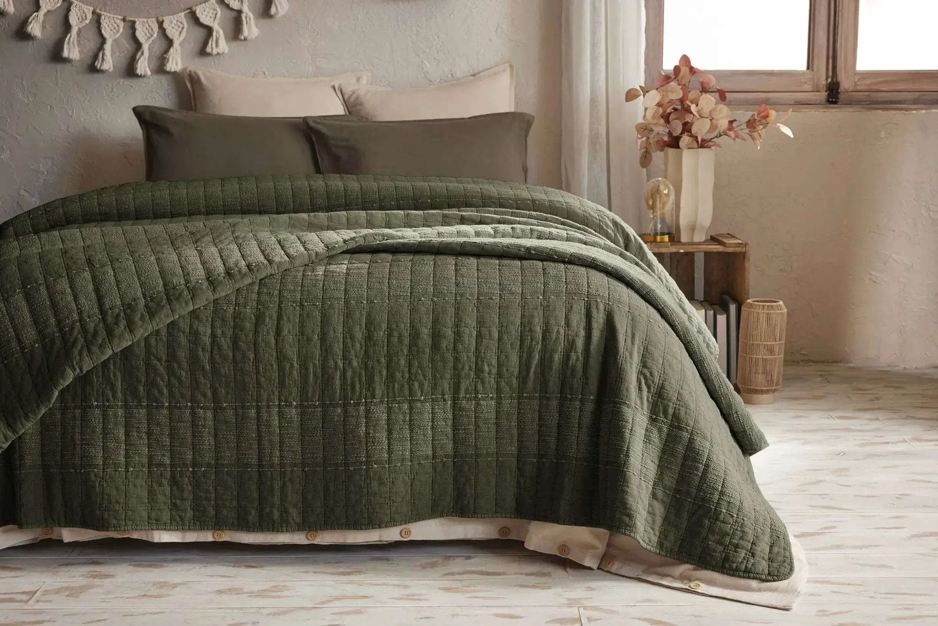 Jeté de lit 240 x 260 cm ZÉLIE Coton jacquard Romarin by L'effet papillon