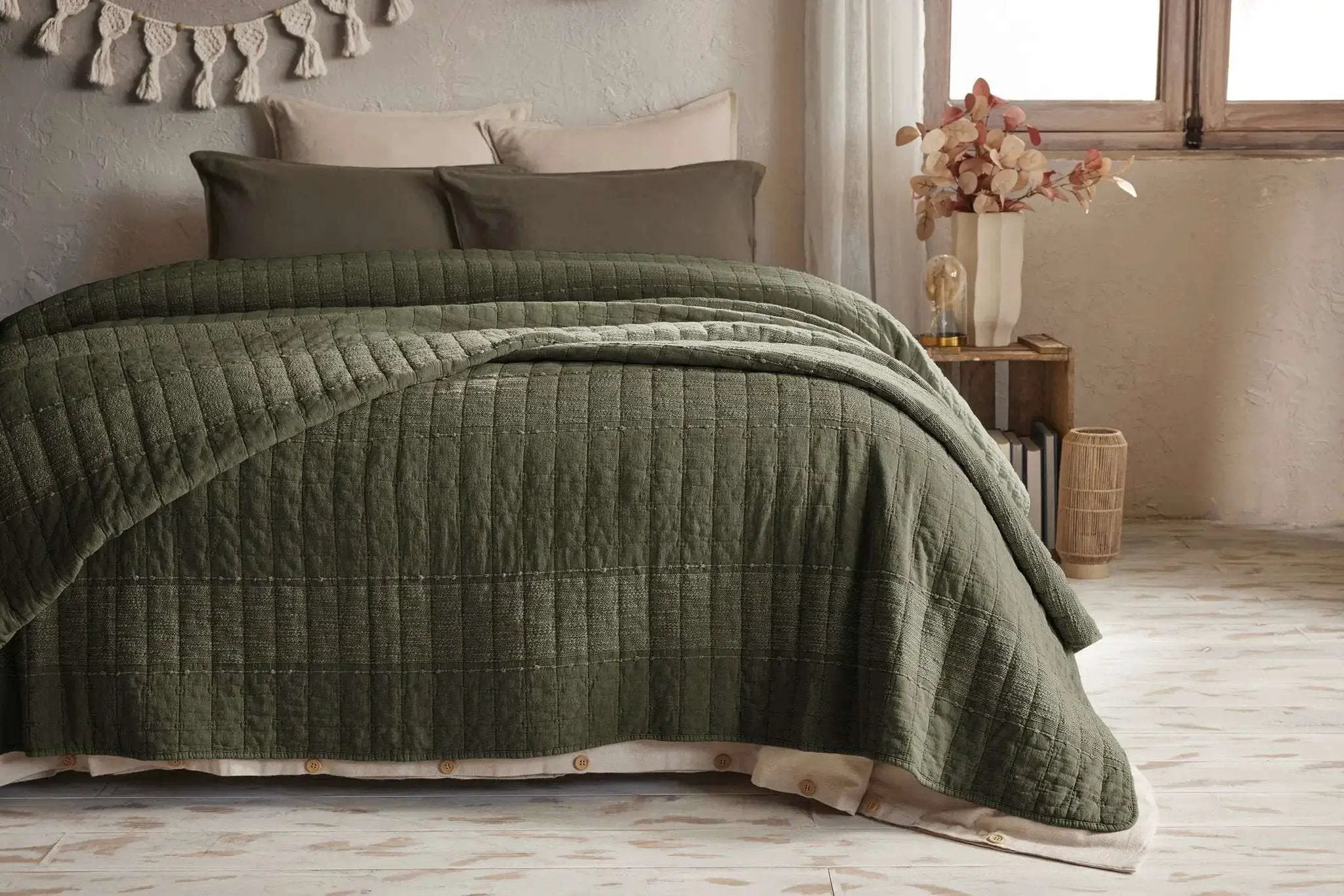 Jeté de lit 240 x 260 cm ZÉLIE Coton jacquard Romarin by L'effet papillon