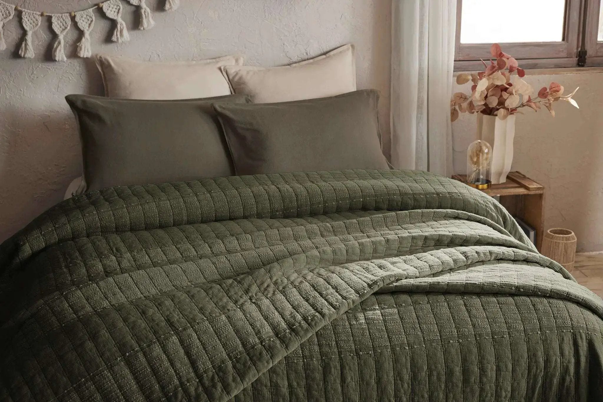 Jeté de lit 240 x 260 cm ZÉLIE Coton jacquard Romarin by L'effet papillon
