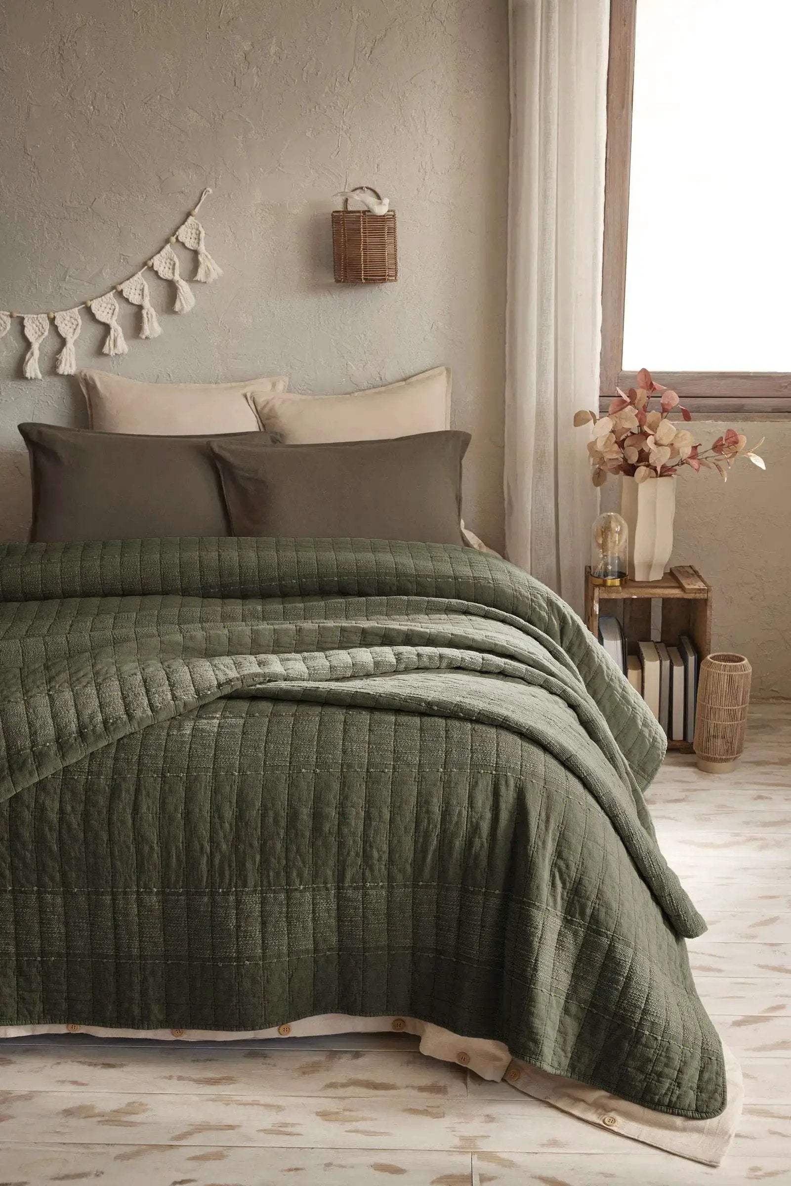 Jeté de lit 240 x 260 cm ZÉLIE Coton jacquard Romarin by L'effet papillon