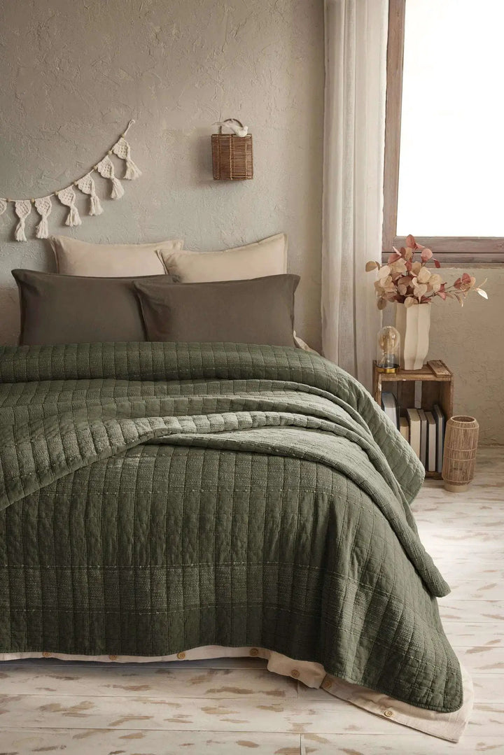 Jeté de lit 240 x 260 cm ZÉLIE Coton jacquard Romarin by L'effet papillon