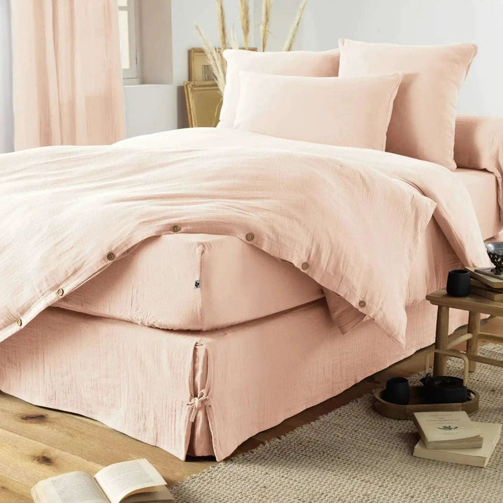 Housse de couette Gaze de coton unie GAÏA Guimauve by L'effet papillon