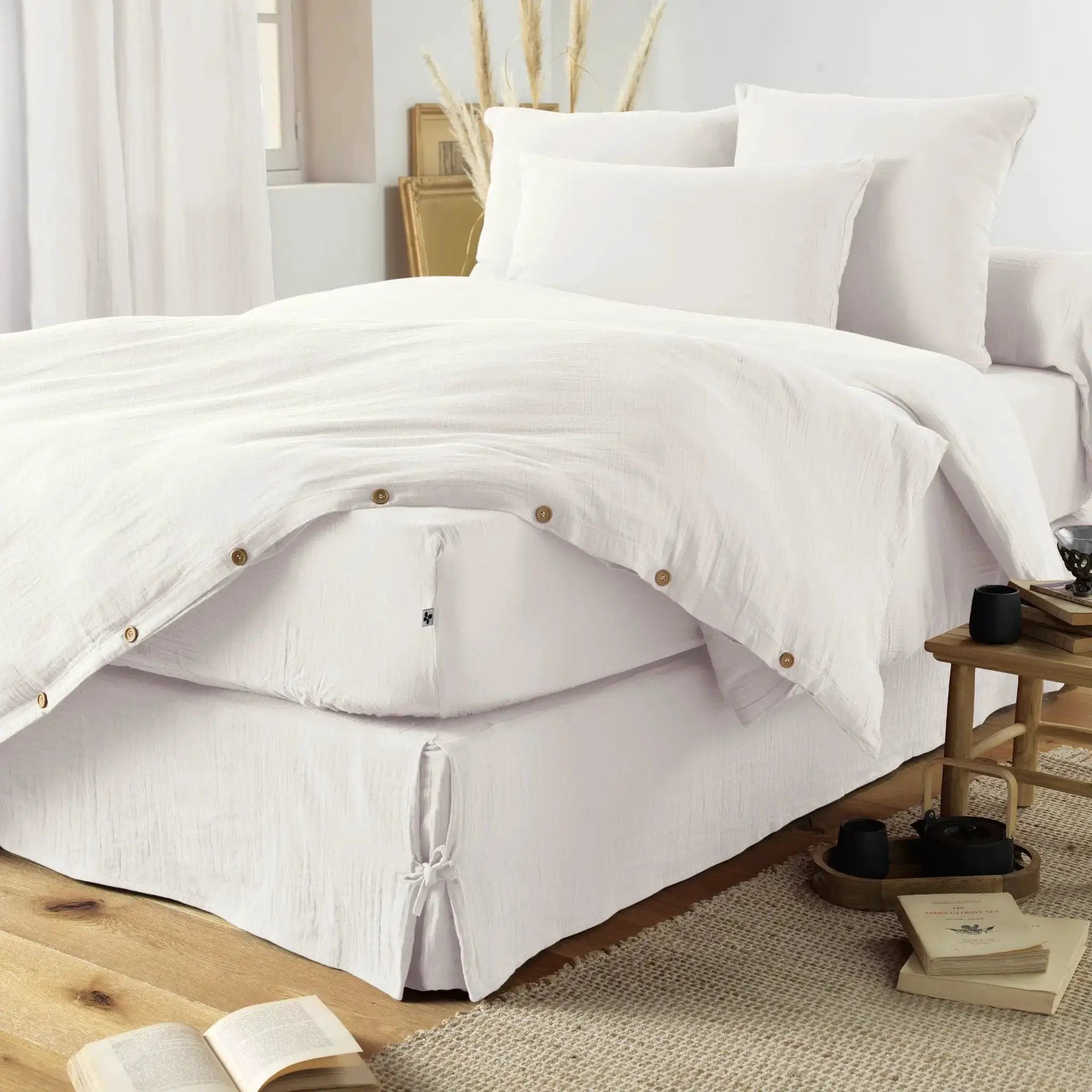 Housse de couette Gaze de coton unie GAÏA Chantilly by L'effet papillon