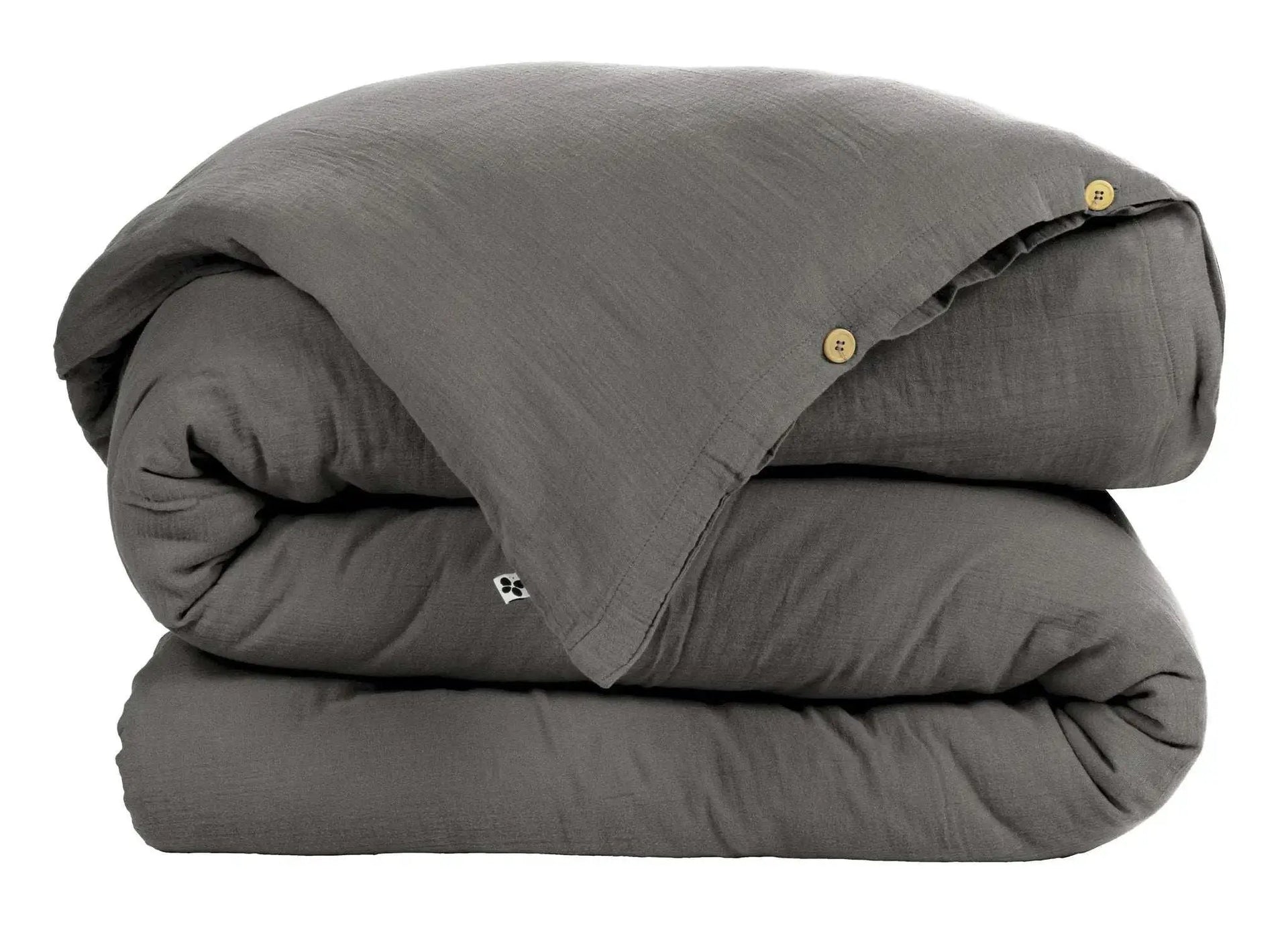 Housse de couette Gaze de coton unie GAÏA Granit by L'effet papillon
