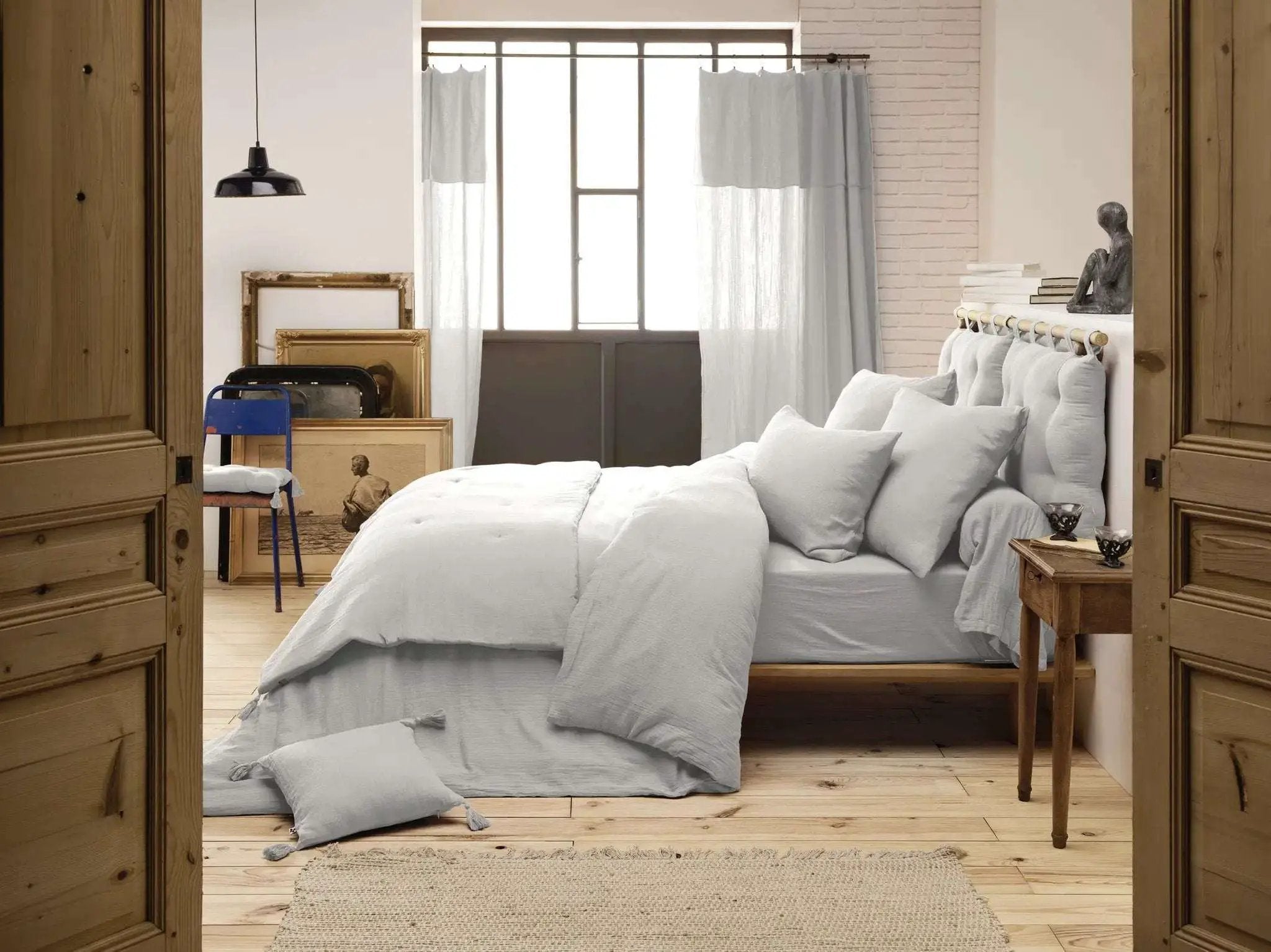 Housse de couette Gaze de coton unie GAÏA Nuage by L'effet papillon