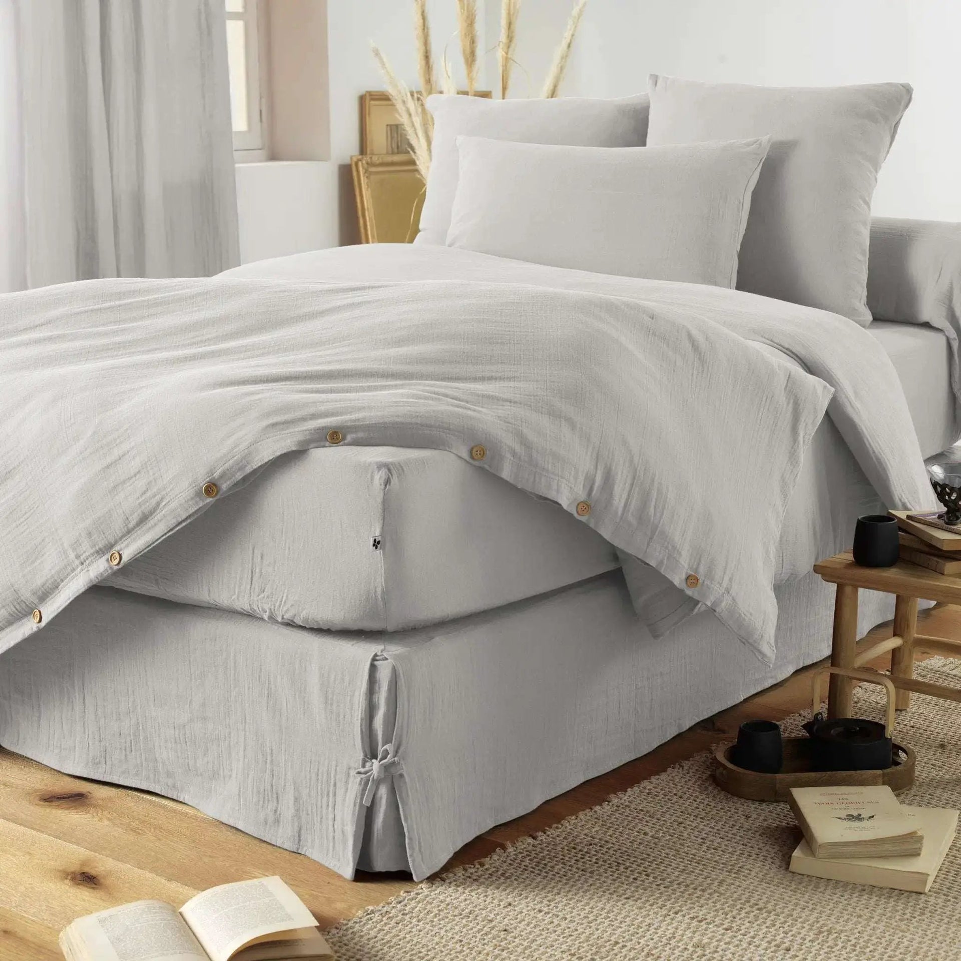 Housse de couette Gaze de coton unie GAÏA Nuage by L'effet papillon