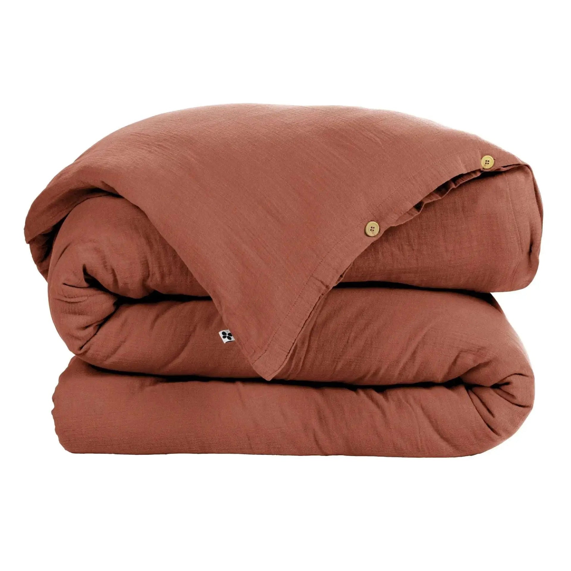 Housse de couette Gaze de coton unie GAÏA Terracotta by L'effet papillon