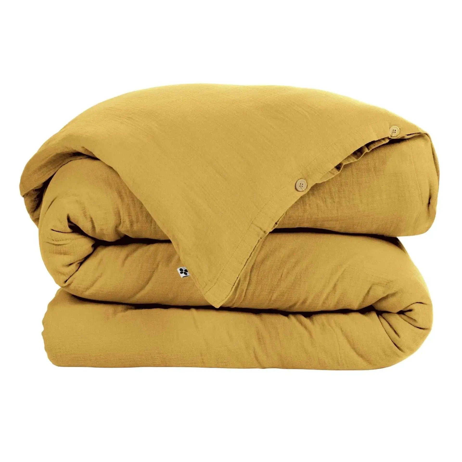 Housse de couette Gaze de coton unie GAÏA Safran by L'effet papillon