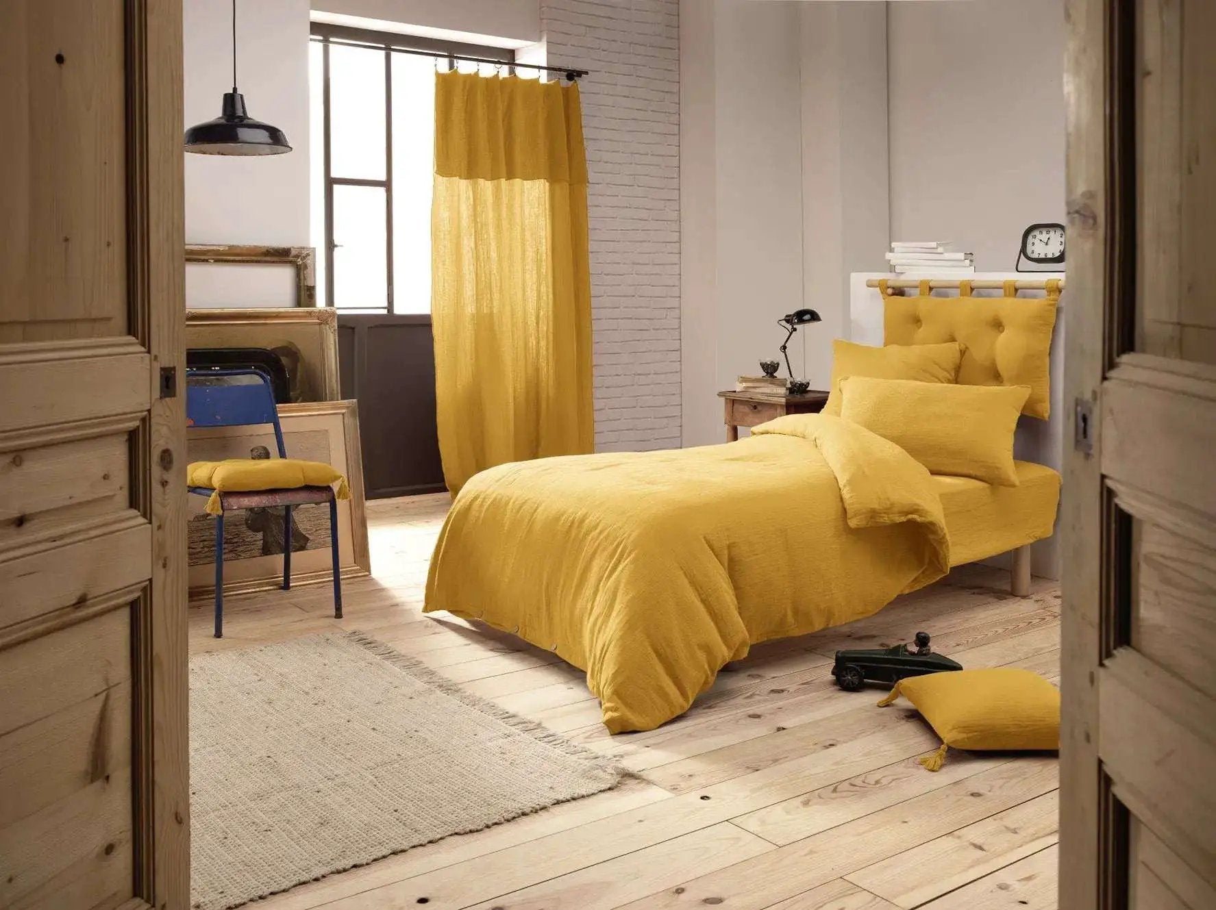 Housse de couette Gaze de coton unie GAÏA Safran by L'effet papillon