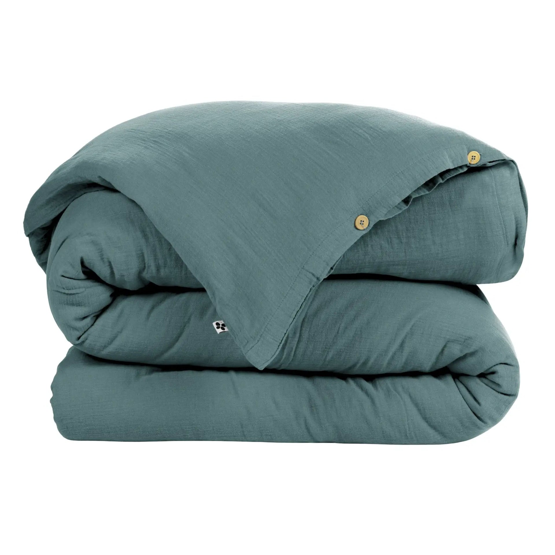 Housse de couette 140 x 200 cm Gaze de coton unie GAÏA Canard by L'effet papillon
