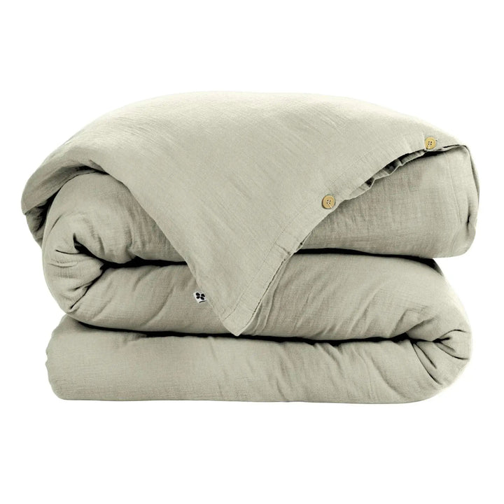 Housse de couette Gaze de coton unie GAÏA Vert d'eau by L'effet papillon