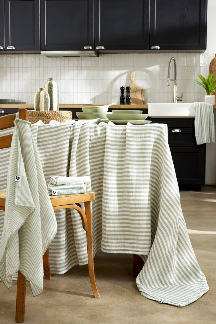 Nappe Eucalyptus ourlet simple double gaze coton Casa Plume