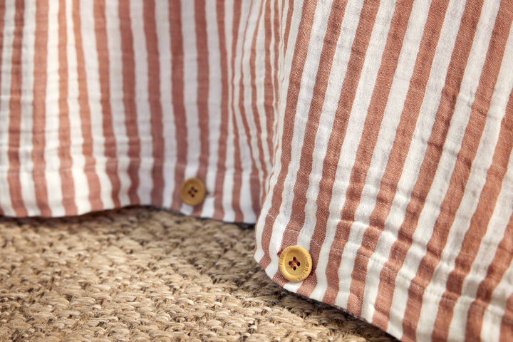 Housse de couette Abricot boutons bois double gaze Casa Plume