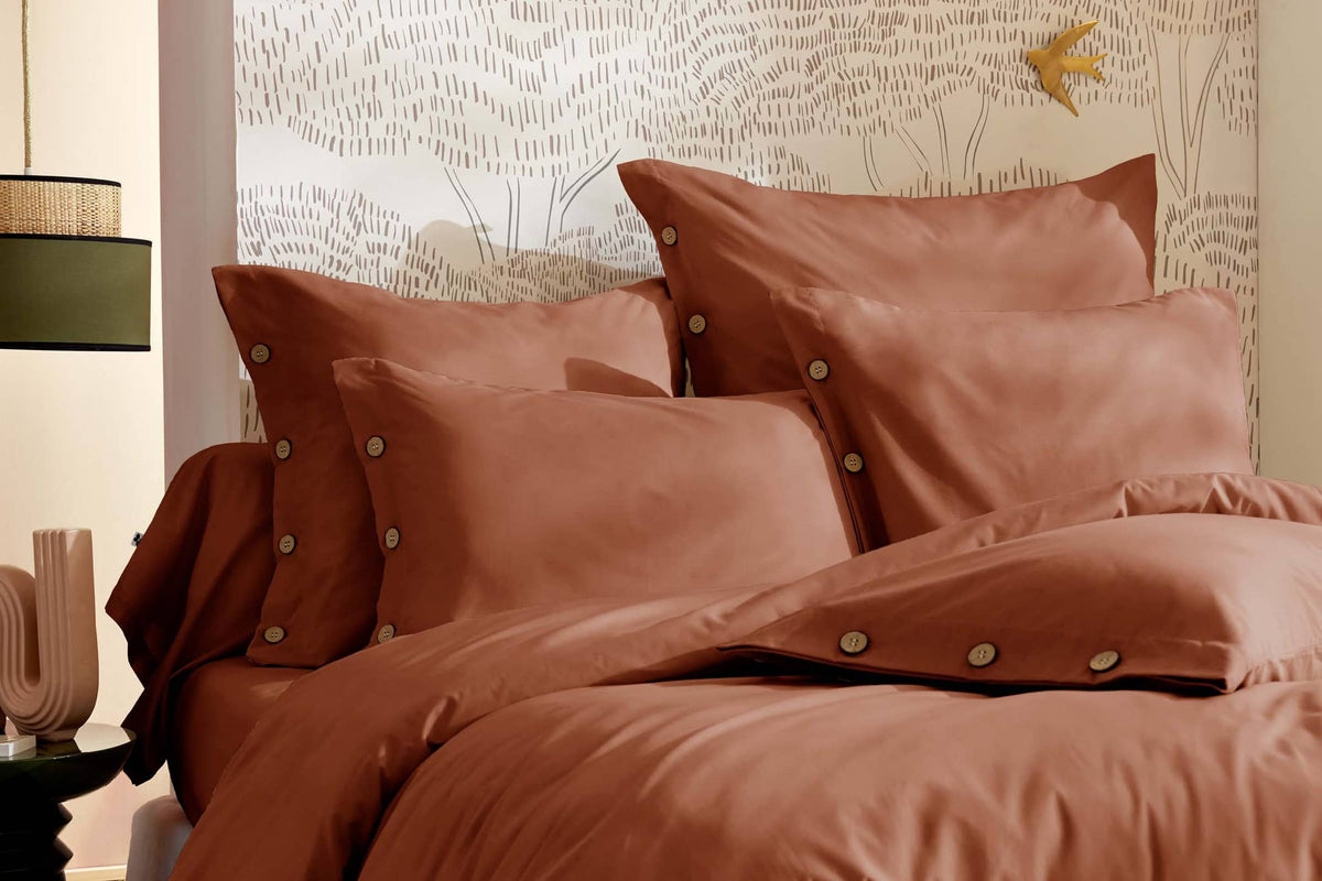 Housse de couette Tomette boutons coco percale Casa Plume