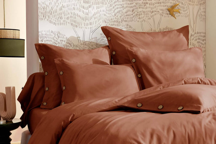 Housse de couette Tomette boutons coco percale Casa Plume