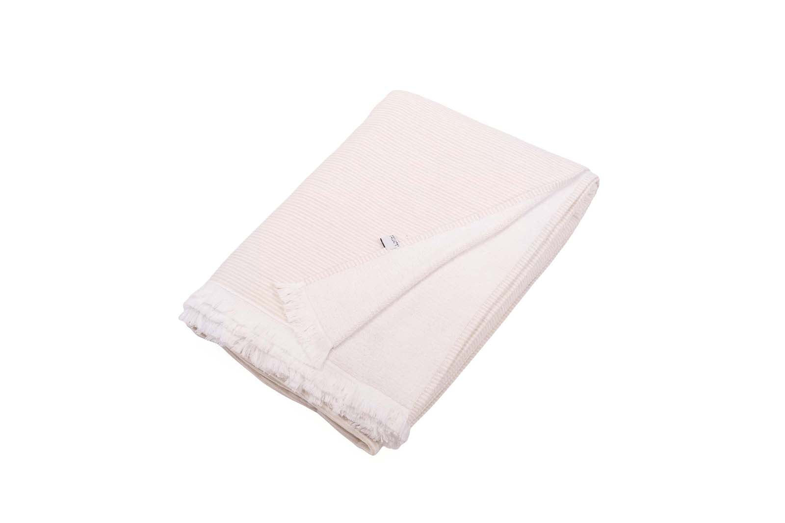 Fouta double avec franges 180 x 180 cm Coton tissé teint + éponge NAEL Sable