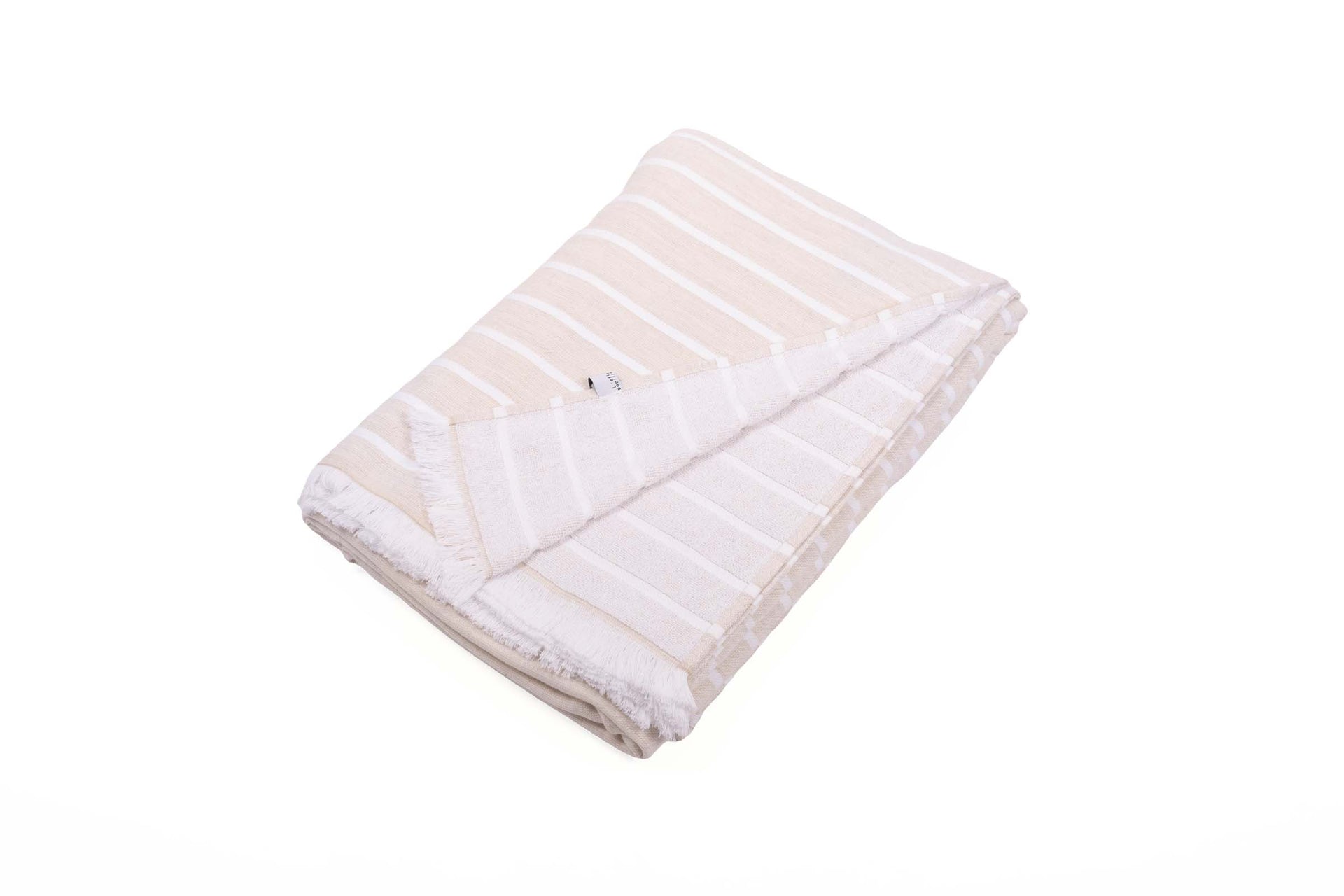 Fouta simple avec franges 95 x 180 cm Coton tissé teint + éponge NINO Sable
