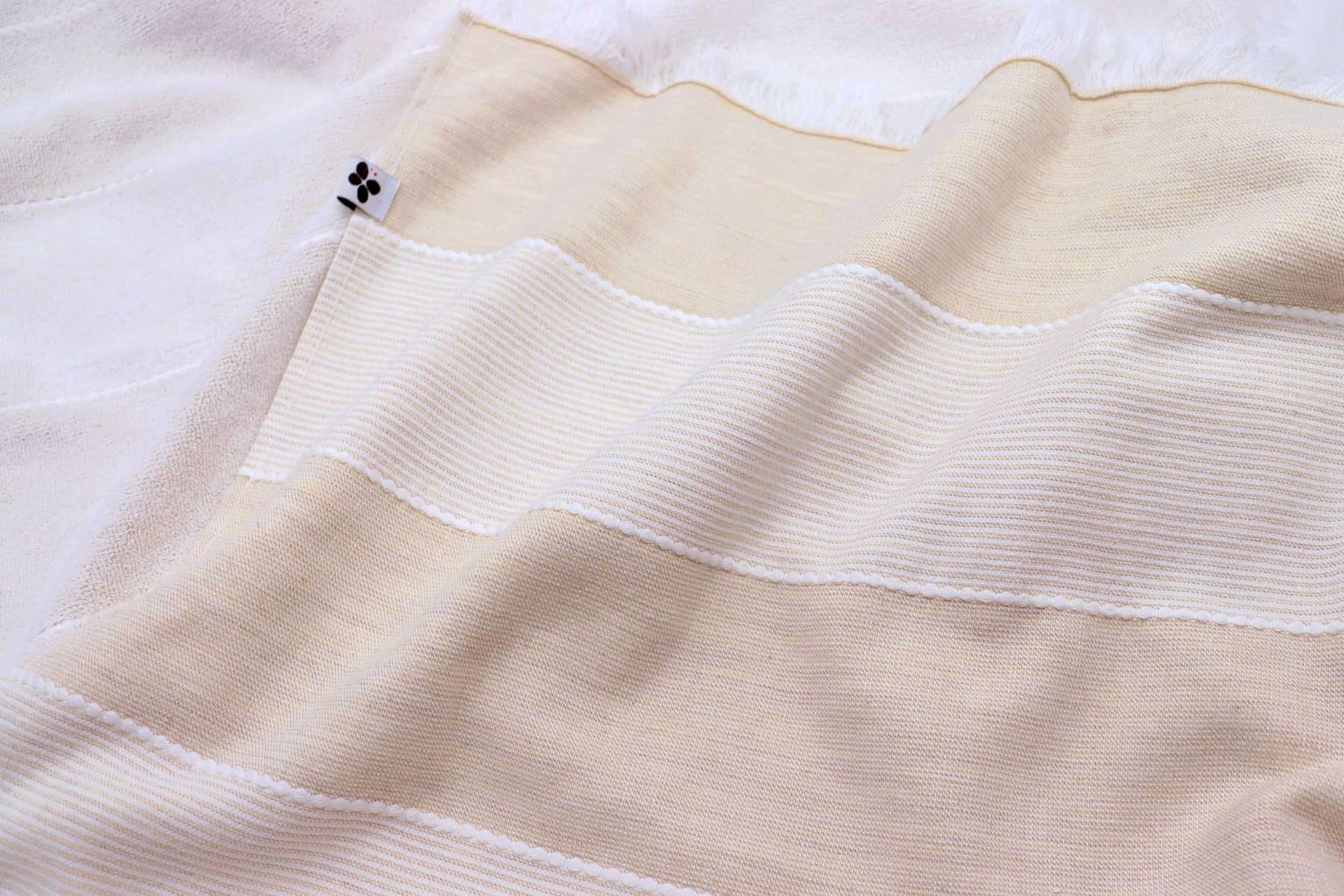 Fouta à franges coton éponge 95x180 cm sable OREL L'Effet Papillon