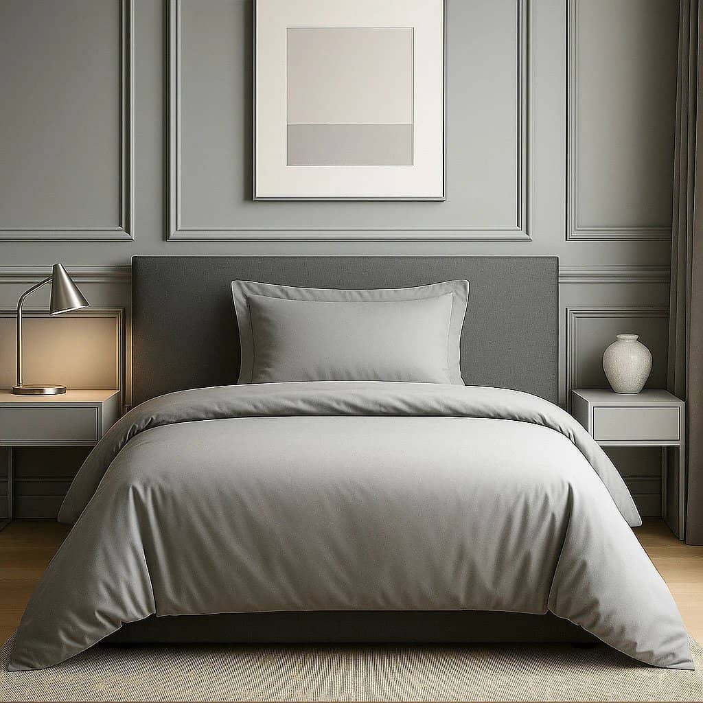 Parure housse de couette 2pcs 100% coton 57fils silver by BLANC PASSION