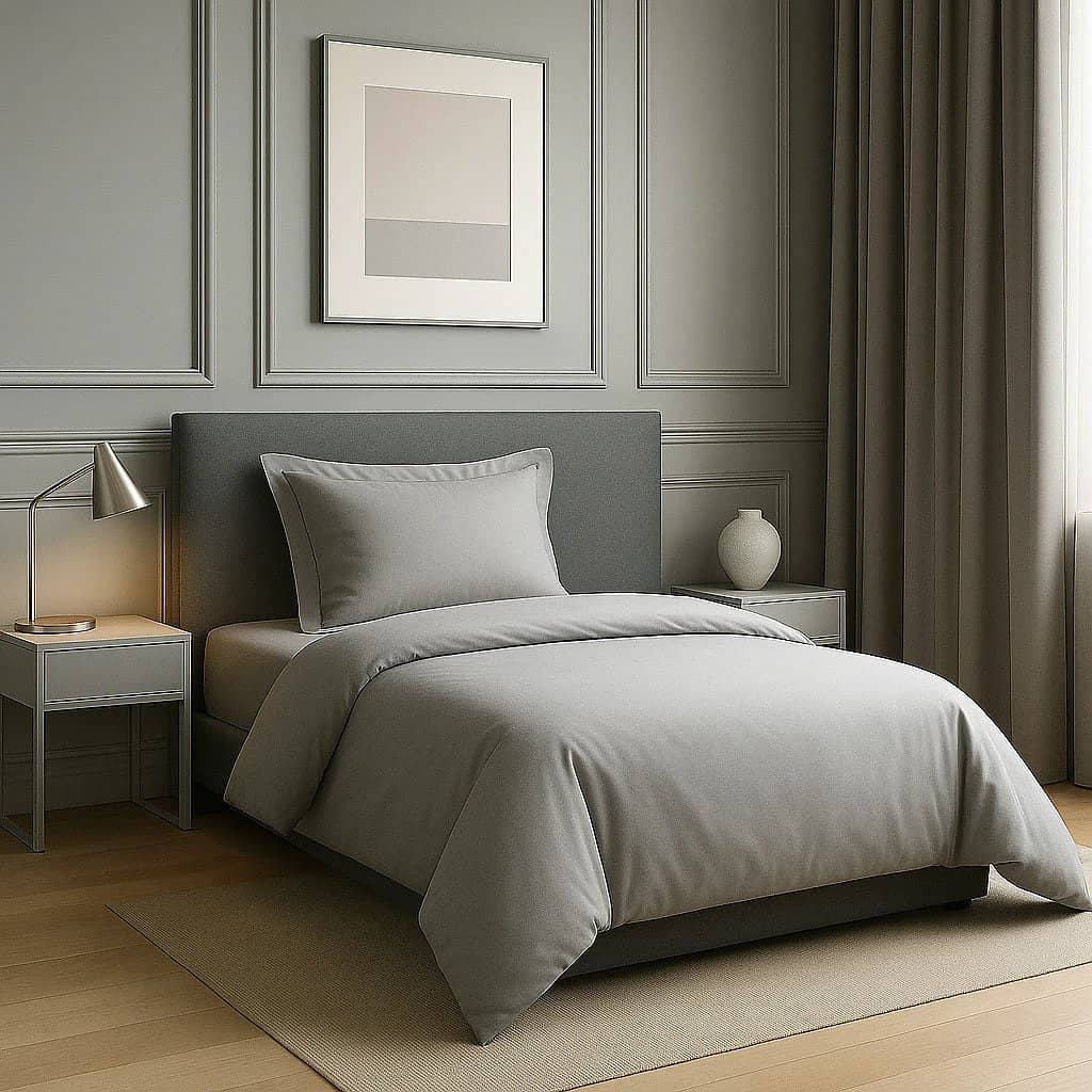 Parure housse de couette 2pcs 100% coton 57fils silver by BLANC PASSION