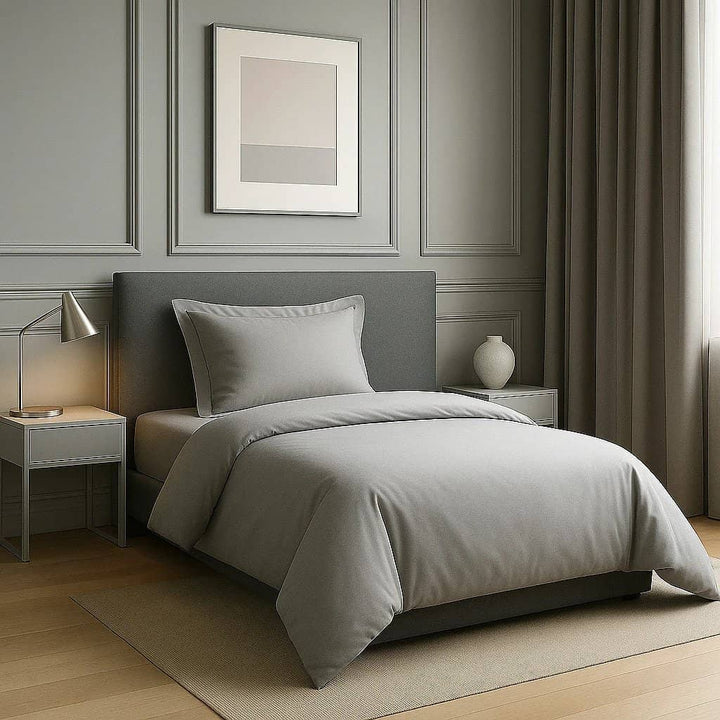 Parure housse de couette 2pcs 100% coton 57fils silver by BLANC PASSION