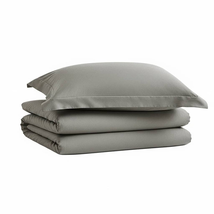 Parure housse de couette 2pcs 100% coton 57fils silver by BLANC PASSION