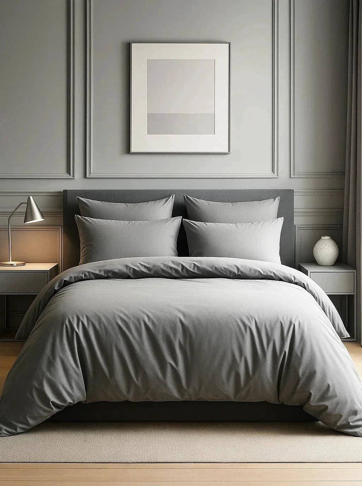 Parure housse de couette 3pcs 100% coton 57 fils silver by BLANC PASSION