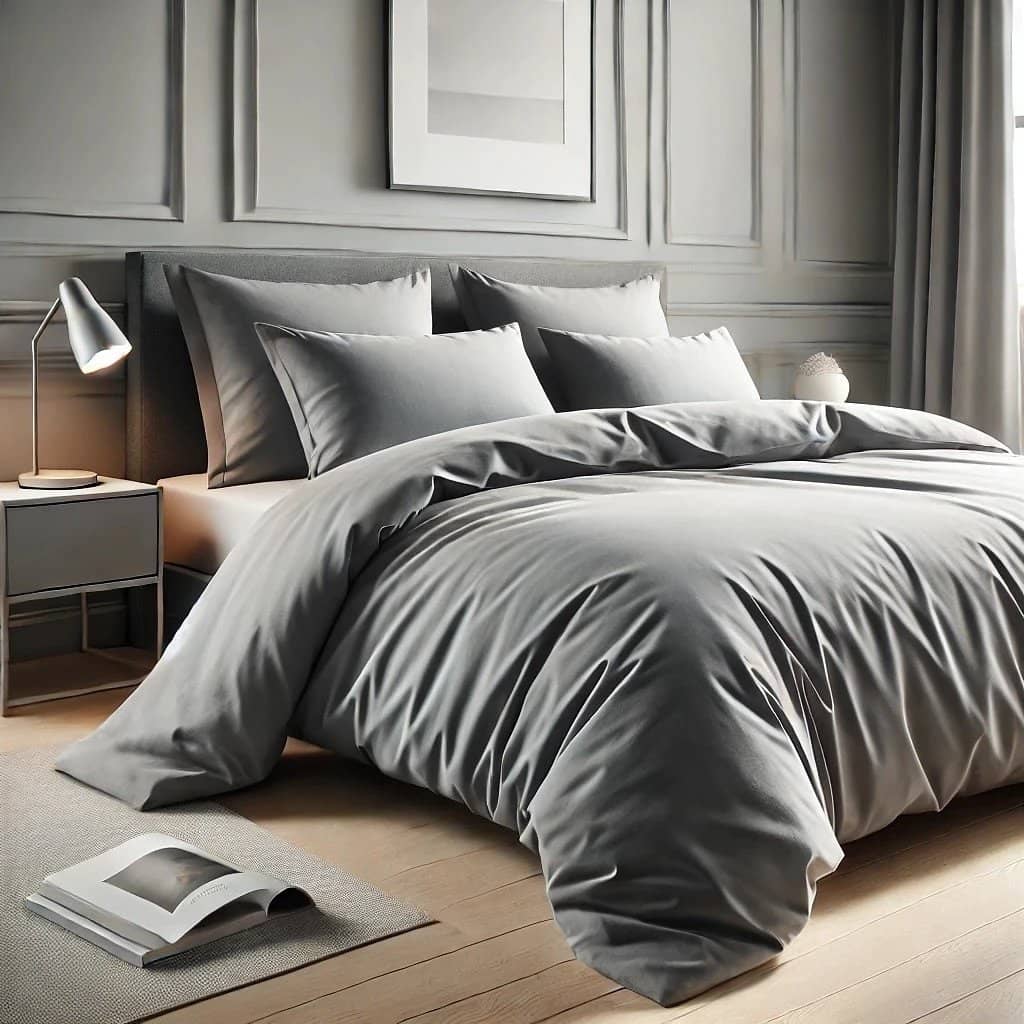 Parure housse de couette 3pcs 100% coton 57fils silver by BLANC PASSION