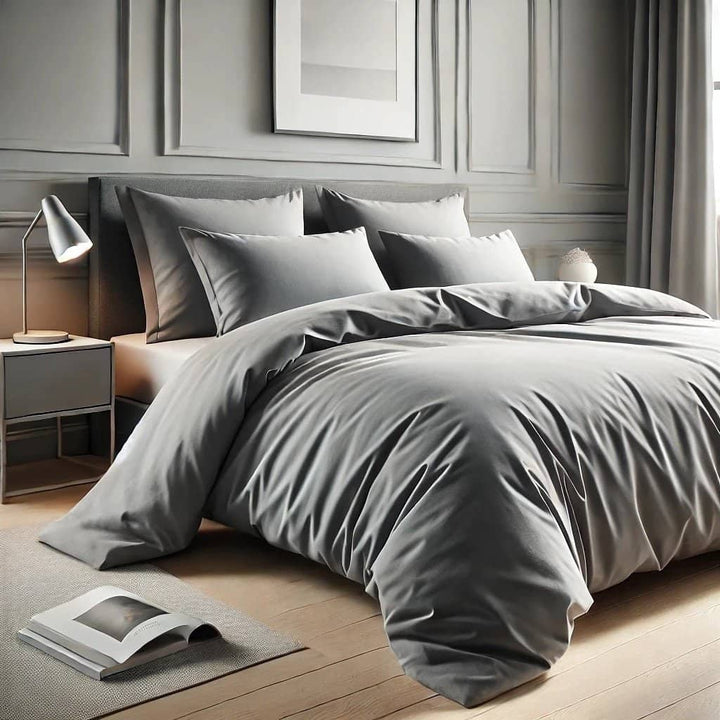 Parure housse de couette 3pcs 100% coton 57fils silver by BLANC PASSION