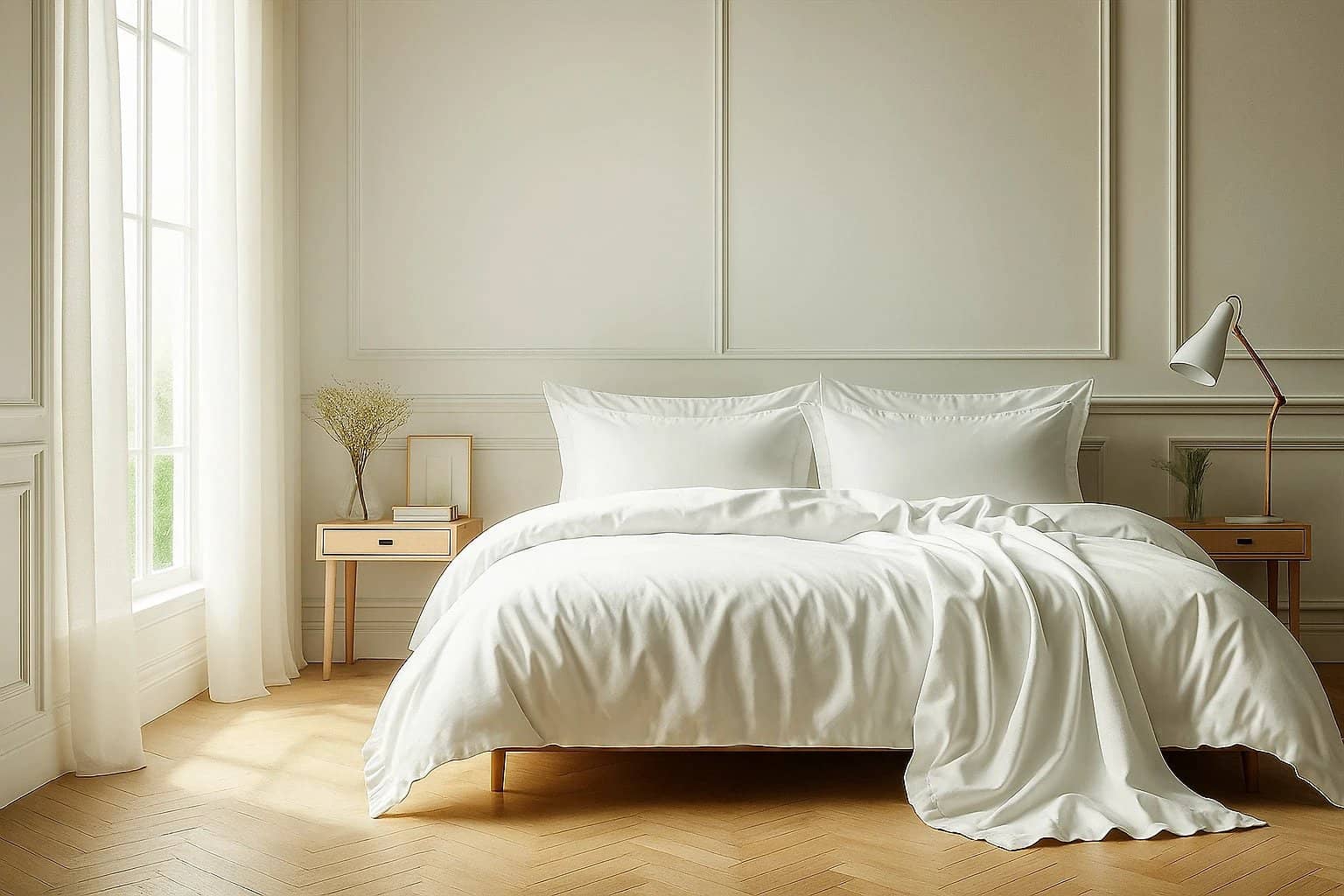 Lot de 2 taies d'oreiller 100% coton 57fils blanc by BLANC PASSION