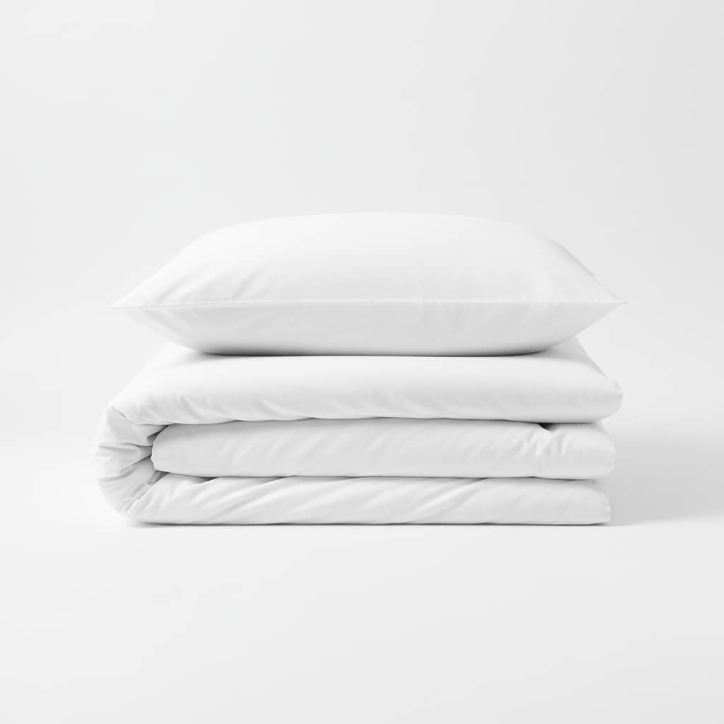 Parure housse de couette 2pcs 100% coton 57 fils blanc by BLANC PASSION