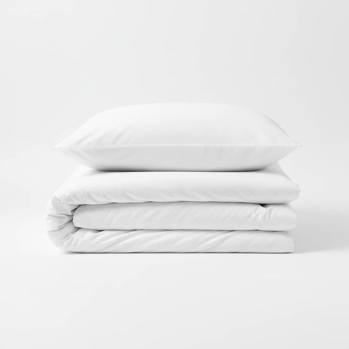 Parure housse de couette 2pcs 100% coton 57 fils blanc by BLANC PASSION
