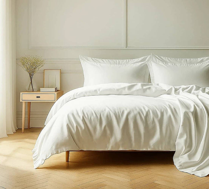 Parure housse de couette 2pcs 100% coton 57fils blanc by BLANC PASSION