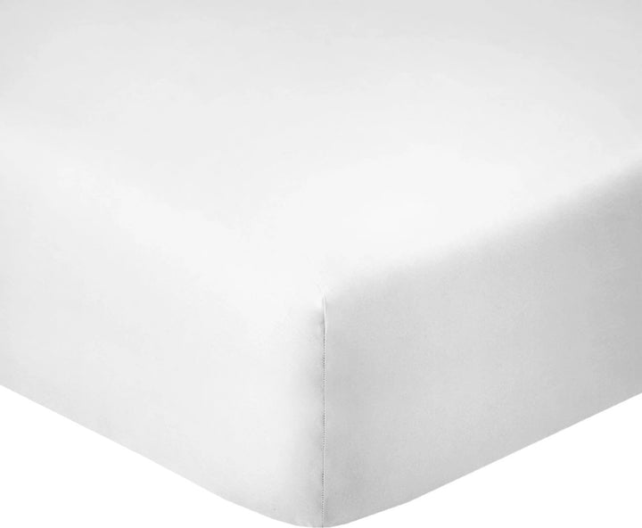 Drap housse bonnet 35cm 100% coton 57fils blanc by BLANC PASSION