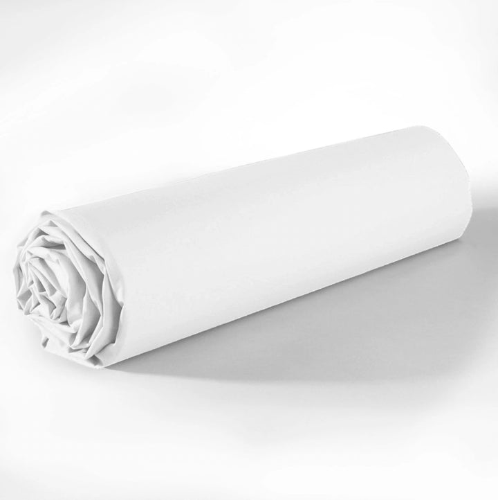 Drap housse bonnet 35cm 100% coton 57fils blanc by BLANC PASSION