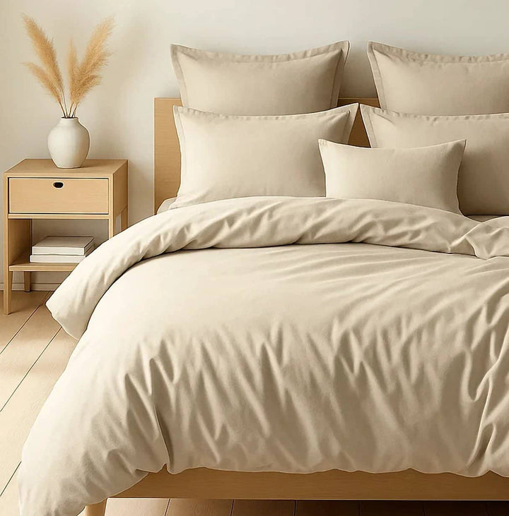 Parure housse de couette 3pcs 100% coton 57fils grege by BLANC PASSION
