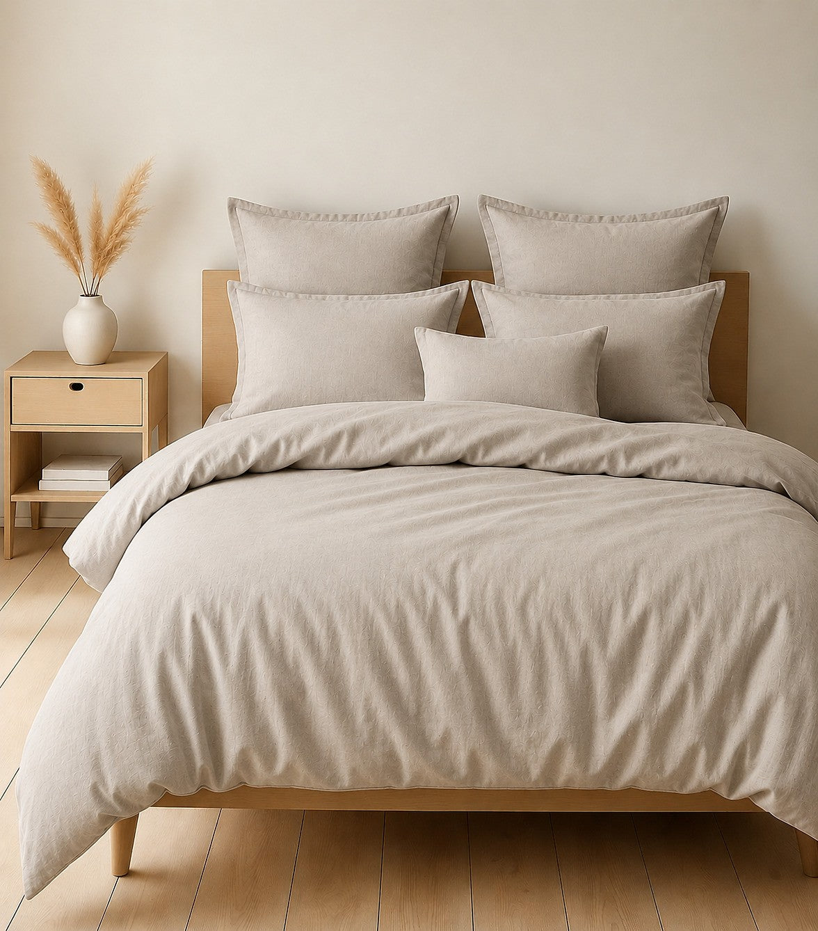 Drap housse 100% coton 57 fils Grège coton uni