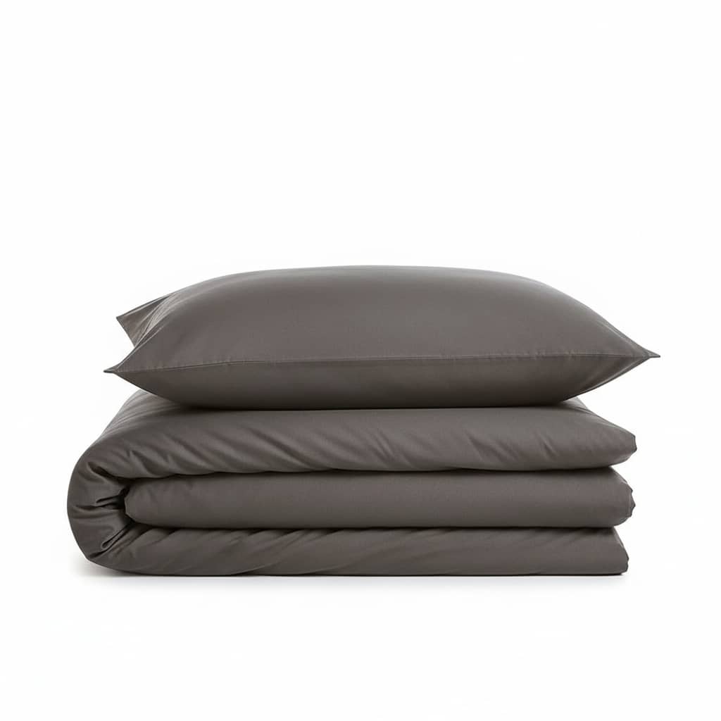 Parure housse de couette 2pcs 100% coton 57fils gris foncé by BLANC PASSION