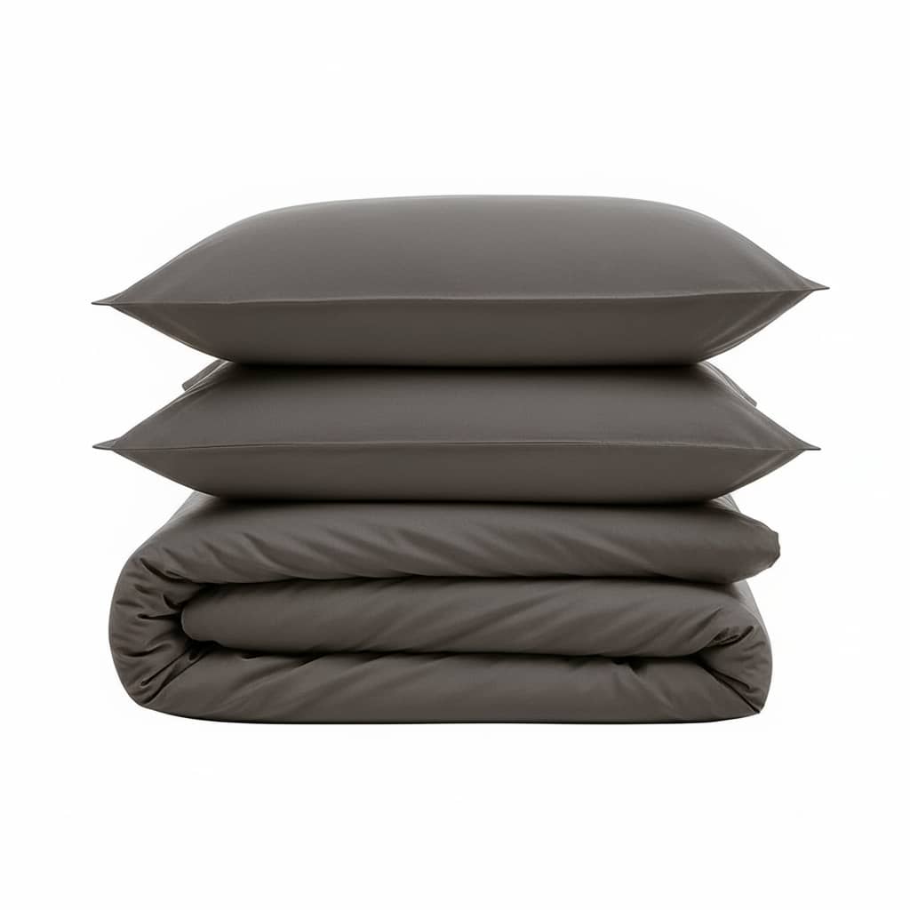 Parure housse de couette 2pcs 100% coton 57 fils Gris foncé by BLANC PASSION