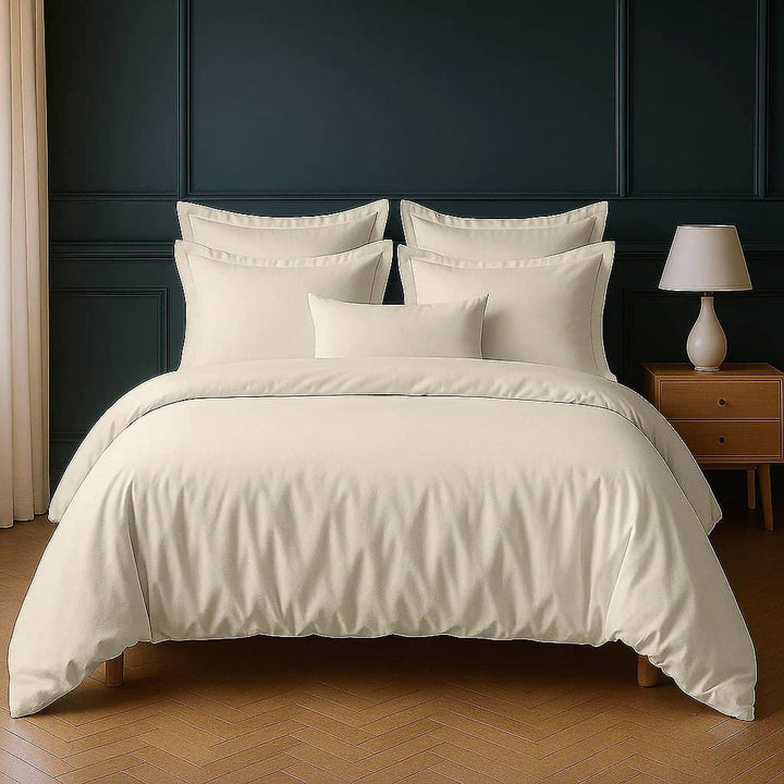Parure housse de couette 2pcs 100% coton 57fils ivoire by BLANC PASSION