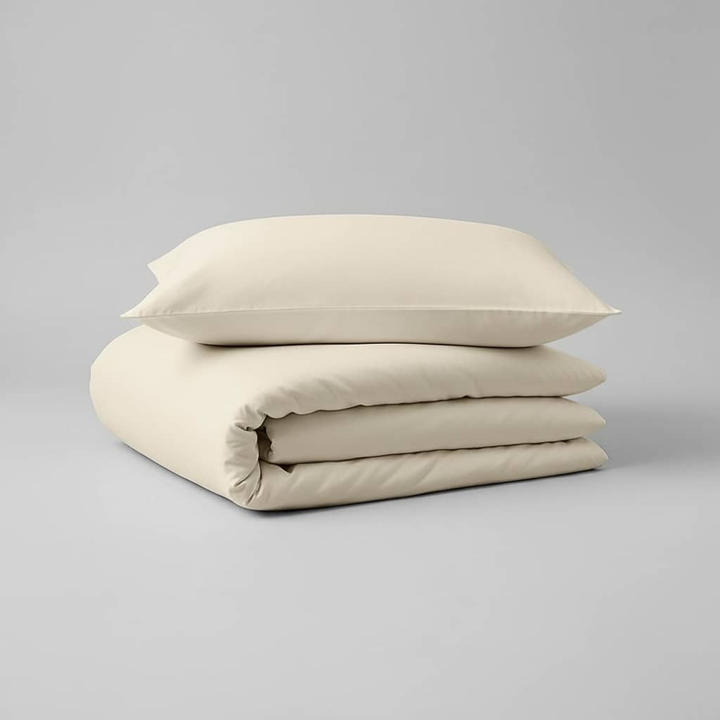 Parure housse de couette 2pcs 100% coton 57fils ivoire by BLANC PASSION