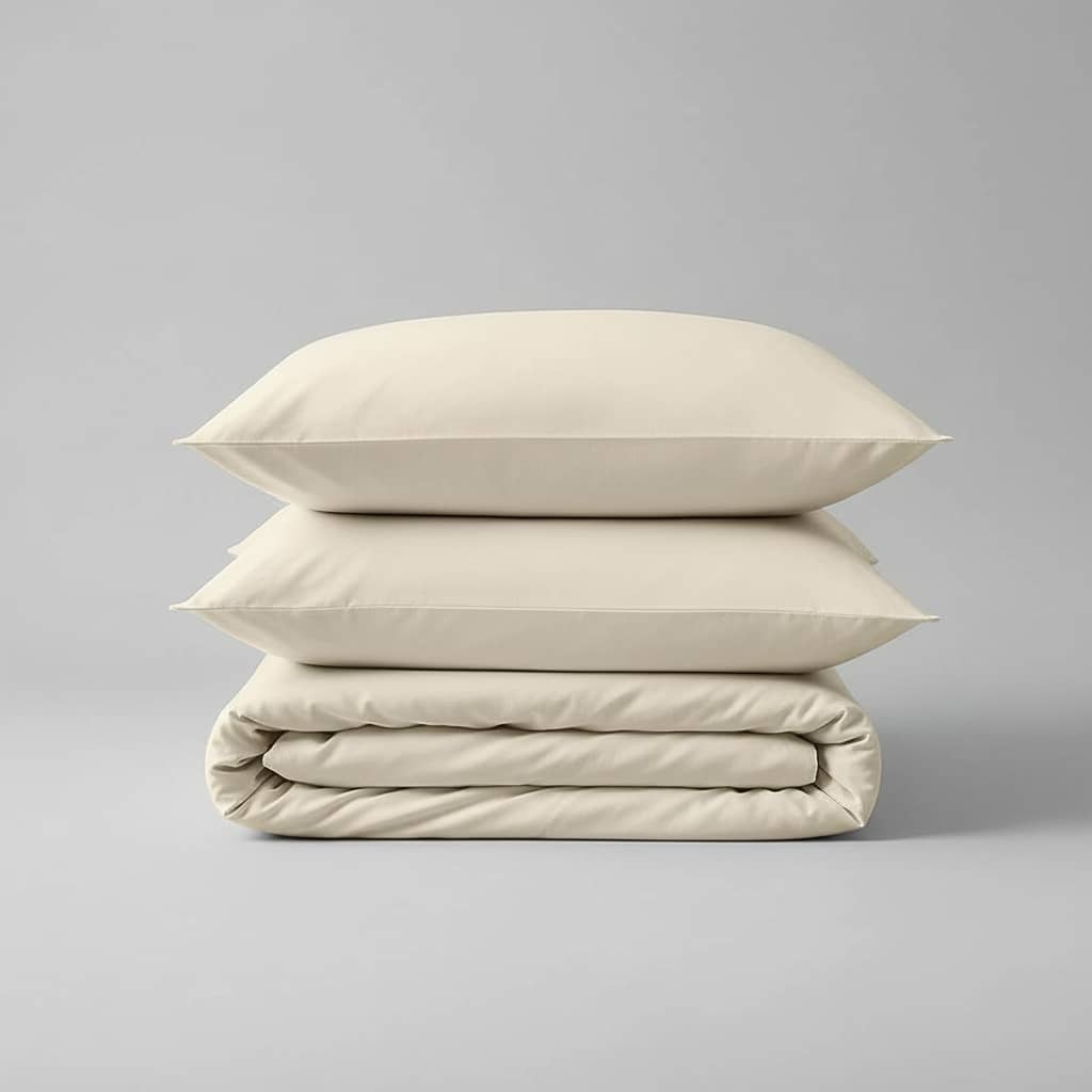 Parure housse de couette 2pcs 100% coton 57 fils ivoire by BLANC PASSION