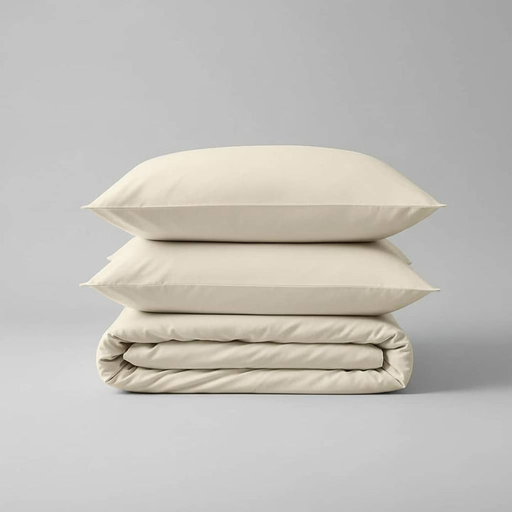 Parure housse de couette 2pcs 100% coton 57 fils ivoire by BLANC PASSION