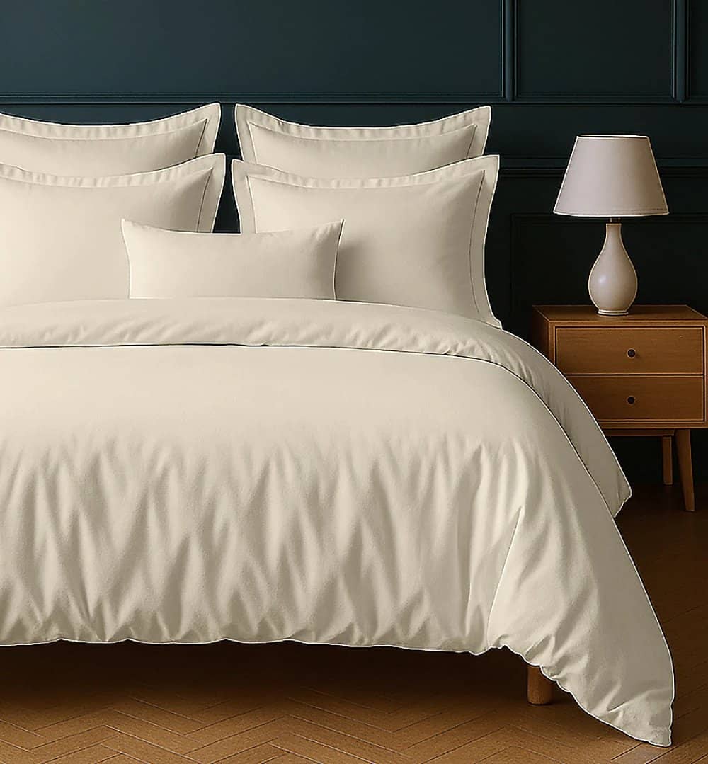 Parure housse de couette 3pcs 100% coton 57fils ivoire by BLANC PASSION