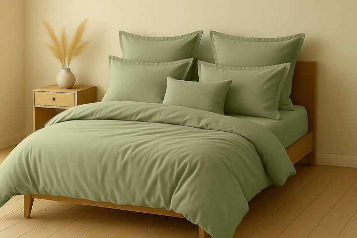 Parure housse de couette 2pcs 100% coton 57fils verveine by BLANC PASSION