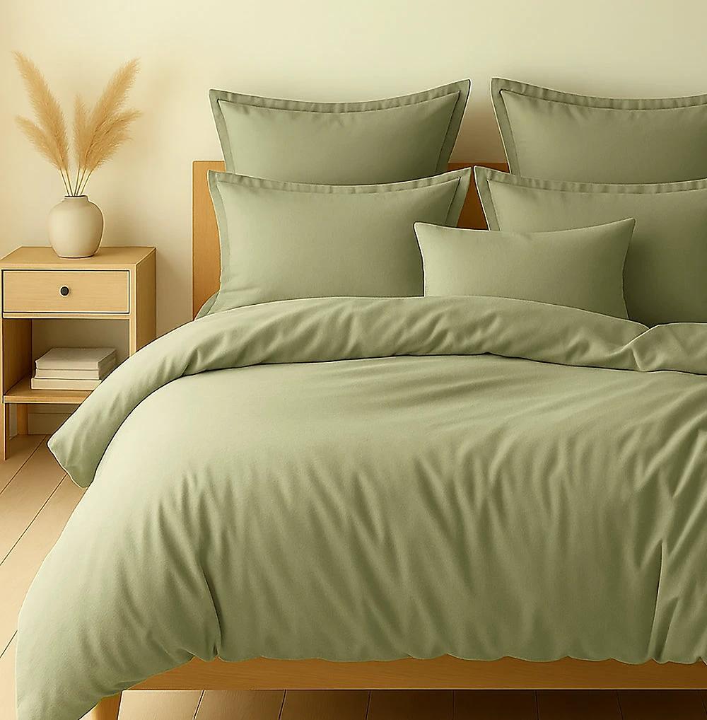 Parure housse de couette 3pcs 100% coton 57fils verveine by BLANC PASSION