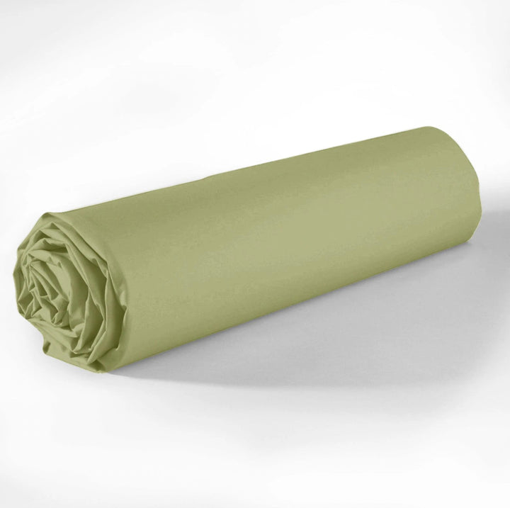 Drap housse bonnet 35cm 100% coton 57fils verveine by BLANC PASSION