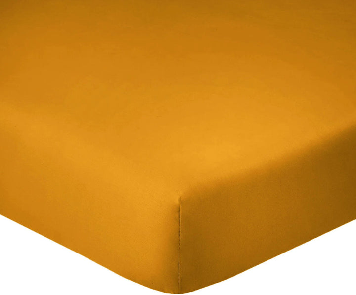 Drap housse bonnet 35cm 100% coton 57fils safran by BLANC PASSION