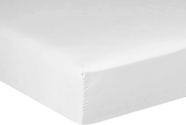 Drap housse bonnet:30cm 100% satin de coton 105 fils blanc by Baton Rouge