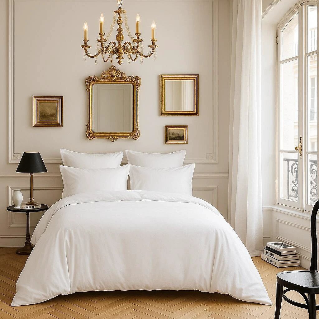 Housse de couette 100% satin de coton 105 fils blanc by Baton Rouge